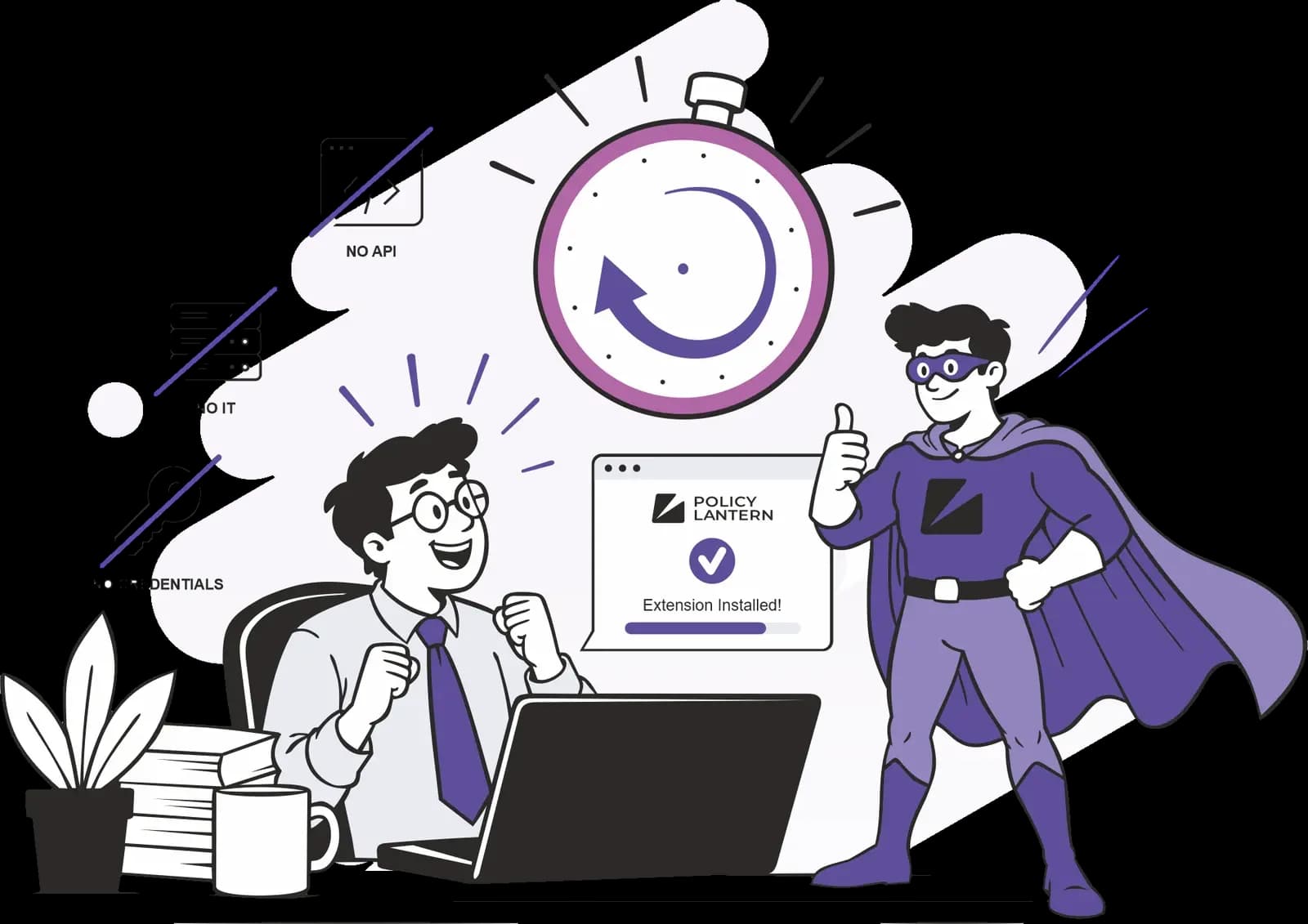 The PolicyLantern extension installed with no API, no IT and no credentials